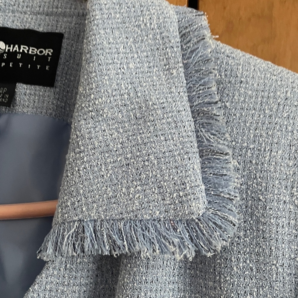 Sag Harbor Women's Blazer in Light Blue with Fringe Details - Picture 2 of 11